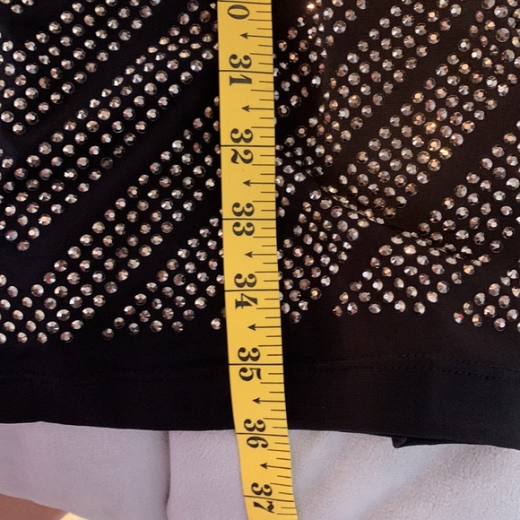 Cache vintage studded rhinestone little black dress Dress stretch sleeveless SML - Picture 10 of 10